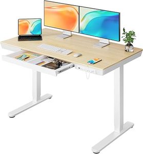 lot O-274 image: ErGear 48 x 24 Wood Whole Piece Desktop Electric Standing Desk with Drawers & USB Charging Ports, Height Adjustable Sit Stand Up Desk for Home Office, Natural