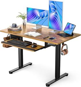lot O-347 image: ErGear Electric Standing Desk with Full Size Keyboard Tray, Adjustable Height Sit Stand Up Desk, Home Office Desk Computer Workstation, 48x24 Inches, Vintage Brown