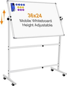 lot O-392 image: Dry Erase Board with Stand 36 X 24, Whiteboard with Stand Height Adjustable Rolling Whiteboard Mobile Magnetic White Board on Wheels Stand Up White Board