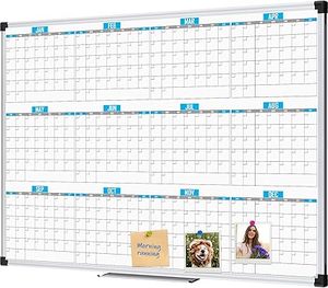 lot O-495 image: XBoard Magnetic Calendar Whiteboard 48 x 36, 12 Months Calendar Dry Erase Board, Silver Aluminium Framed White Board Planner for Home School Office Organization
