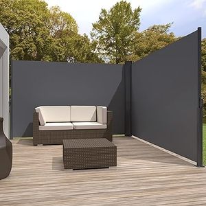 lot P-304 image: Retractable Side Awning,Waterproof & UV-Resistant,Folding Privacy Screen Room Divider Roll Up Balcony (Gray, 276x 71)