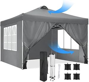 lot P-358 image: COBIZI 10x10 Pop Up Canopy Outdoor Ez Up Canopy Waterproof UPF50 Sun Protection Shade Tent, Gazebo with 3 Adjustable Height, Air Vent, 4 Sandbags, Carrying Bag for Camping, Party, Beach(Grey)