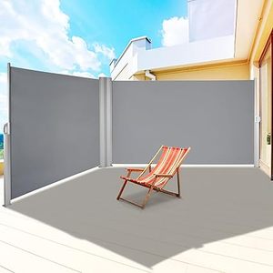 lot P-399 image: VEVOR Retractable Side Awning, UV 50 71x 236 Full Aluminum Rust-Proof Patio Sunshine Screen, 280 g Thicken Privacy Divider & Wind Screen for Courtyard, Balcony, Roof Terraces and Pools, Gray