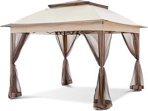 lot P-479 image: COOS BAY 11x11 Pop Up Instant Gazebo Tent with Mosquito Netting Outdoor Canopy Shelter with 121 Square Feet of Shade (Beige)
