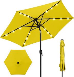 lot P-498 image: Best Choice Products 7.5ft Outdoor Solar Market Table Patio Umbrella for Deck, Pool wTilt, Crank, LED Lights - Yellow