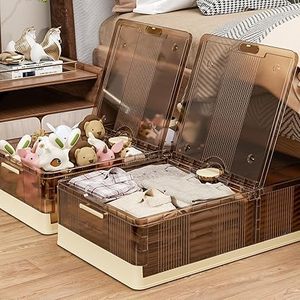 Panghuhu88 Under Bed Storage,13.5gal 2Pack Stackable Bed Storage with Wheels Installation-free Under Bed Storage Containers