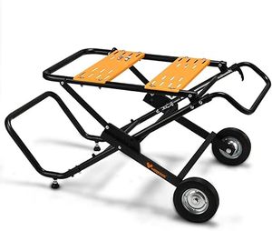 lot T-421 image: Portable Table Saw Stand, 330 Lbs Load Capacity Rolling Foldable Table Saw Table with 8 Inch Wheels, Heavy Duty Construction for Easy Storage, Universal for Most Brands of Table Saws