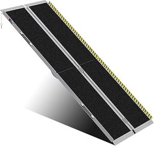 lot U-339 image: Portable Wheelchair Ramp 8FT, Anti-Slip Aluminum Folding Portable Ramp, Wheelchair Ramps for Home, Weight Capacity Up to 600 LBS