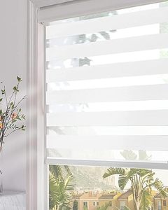 lot W-135 image: Persilux Custom Zebra Blinds for Windows Light Filtering Roller Shades for Day and Night, Inside or Outside Mount White