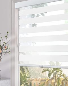 lot W-368 image: Persilux Cordless Zebra Blinds for Windows (72 W x 72 H, White) with Upgraded Cassette Light Filtering Dual Layers Sheer Roller Blinds & Shades Insulated Shades for Home and Office