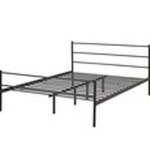 lot B-488 image: Industrial Country Cottage Farm Beach House Bedroom Queen Size Platform Bed Frame, Metal Steel, Brown