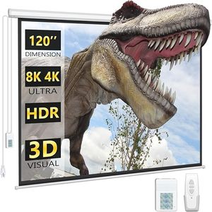 lot E-114 image: Electric Projector Screen with Remote, DINAH 120 inch Projector Screen, Automatic Air Indoor Projector Screen, Drop Down Projector Screen Pull Down, Motorized Projector Scree,4K 3D HD Projection Movie