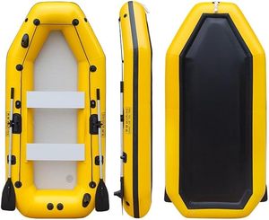 lot P-57-GR image: Inflatable Boat PVC 4 Person Fishing Canoe Kayak with Pump Foldable Convenient to Carry Rubber Boat sea Fishing