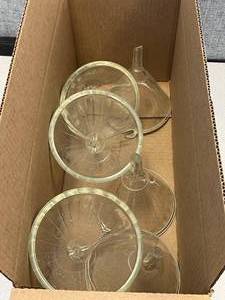 lot 35 image: 6 - 16oz. Heavy Wall Ribbed Funnel Mercer Glass