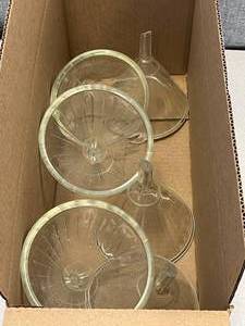 lot 36 image: 6 - 16oz. Heavy Wall Ribbed Funnel Mercer Glass