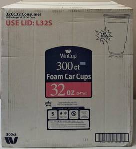 lot 21 image: Win Cup  Foam Car Cups - 32 oz - 300 ct - Uses Lid L32S (Cups Only )
