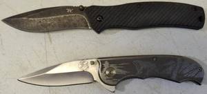 lot 31 image: (1) American Wildlife Pocket Knife & (1) Black Handle with W logo Pocket Knife