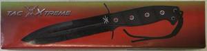 lot 47 image: Tac Xtreme Knife with Cover - Black Stainless Steel Blade with Black Rubber Handle 12 Overall Length (View Photos)