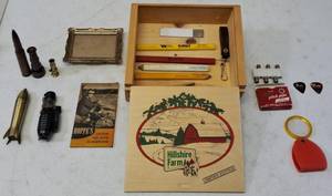 lot 57 image: Hillshire Farm Limited Edition Wooden Box, Novelty Lighters, a Pitch Pipe & More (View Photos)