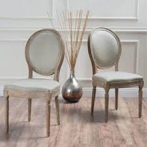 Noble House Phinnaeus Beige Fabric Dining Chairs (Set of 2)   Customer Returns See Pictures
