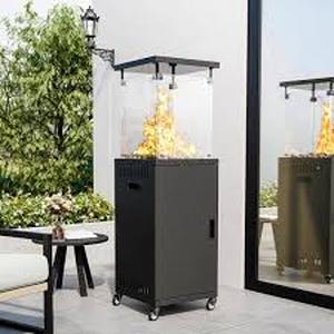 PamaPic 50000-BTU Black Steel Floorstanding Propane Patio Heater with Wheels    Customer Returns See Pictures