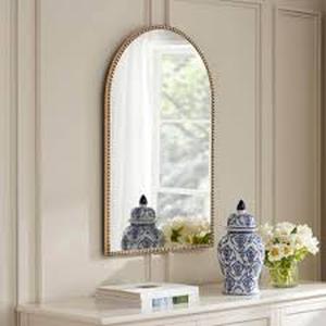 Home Decorators Collection Medium Arched Gold Antiqued Classic Accent Mirror (35 in. H x 24 in. W)  Customer Returns See Pictures