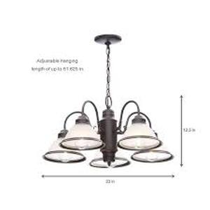 Hampton Bay Halophane 5-Light Oil Rubbed Bronze Chandelier with Frosted Ribbed Glass Shades  Customer Returns See Pictures