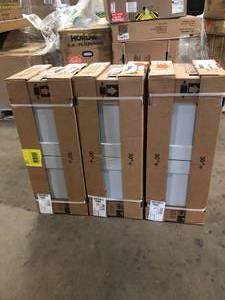 Lot of  Hampton Bay Shaker 30 in. W x 12 in. D x 12 in. H Assembled Wall Bridge Kitchen Cabinet in Dove Gray  Customer Returns See Pictures