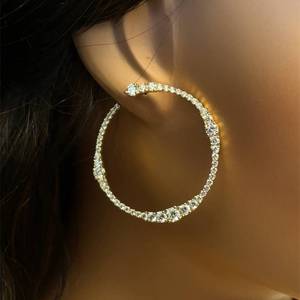 lot 223 image: NEW Luxurious 5.50 Carat Diamond Sideways C-Hoop Earrings in 14k Yellow Gold $7,500 Retail VIDEO