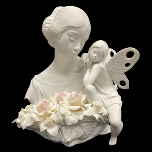 lot 334 image: Lladr Privilege Porcelain Sculpture  Mother and Fairy with Roses