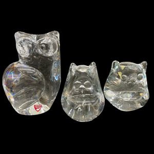 lot 345 image: Orrefors Crystal Owl and Two Other Crystal Figures