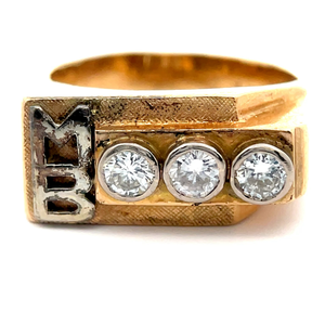 lot 254 image: 0.75 Carat Natural Diamond Custom MB Initial Ring in 14k Yellow Gold VIDEO