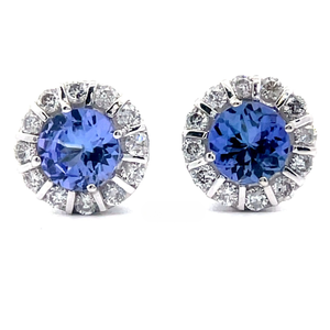 lot 248 image: Effy Tanzanite & Diamond Cluster Flower Stud Earrings in 14k White Gold VIDEO
