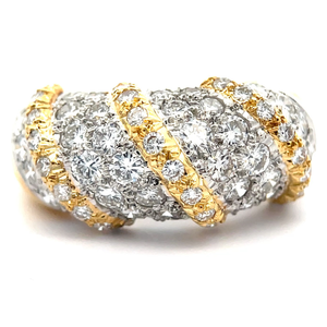 lot 228 image: 2 Carat PavDiamond Ribbon Dome Ring in 18k Two-Tone Gold VIDEO