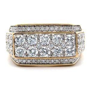 lot 229 image: Mens 2 Carat Pav&nbspDiamond Rectangular Top Ring in Yellow Gold $3,495 Retail Tag Included VIDEO