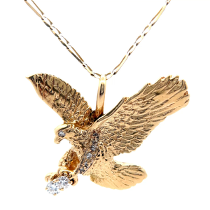 lot 230 image: 0.40 Carat Diamond 3D Eagle Pendant in 14k Yellow Gold VIDEO