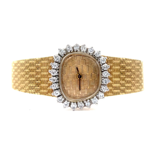 lot 218 image: Ladies Mid-Century 12 Carat Natural Diamond and 14k Yellow Gold Watch $3,500 - $4,500 Estimate VIDEO