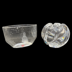 lot 360 image: Orrefors Sweden Crystal Pieces Etched Glass Bowl & Heavy Vase