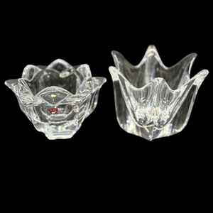 lot 361 image: Orrefors Sweden Crystal Lotus Bowls Pair of Elegant Glass Pieces