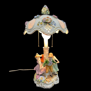 lot 382 image: Beautiful Von Schierholz Dresden Porcelain Table Lamp with Lithophane Shade