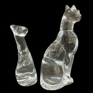 lot 396 image: Baccarat Crystal Cat and Bird Figurines Auction Estimate $300-$600
