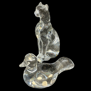 lot 397 image: Baccarat Crystal Cat and Bird Figurines