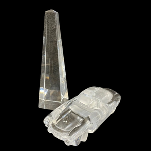 lot 405 image: Crystal Obelisk and Mercedes 300SL Figurine