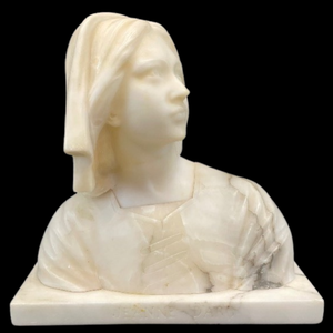 lot 439 image: Elegant Marble Bust of Jeanne Arc