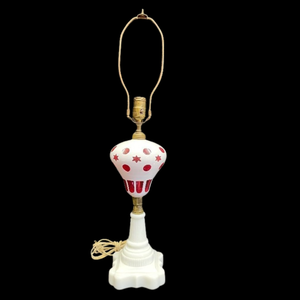 lot 445 image: Antique Cut to Cranberry Glass Lamp