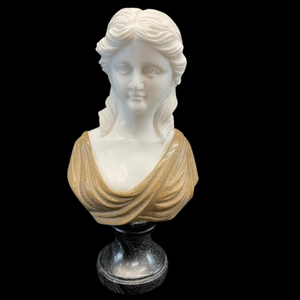 lot 446 image: Alabaster and Marble Bust of a Woman on Pedestal