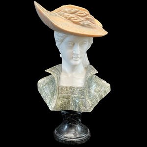 lot 448 image: Marble Bust of a Woman in a Hat