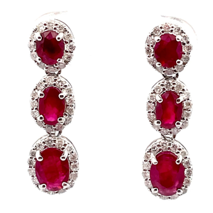 lot 274 image: NEW Designer Oscar Friedman 4.04 Carat EXTREMELY RARE Burmese Ruby & Natural Diamond Earrings in Platinum w Report Appraisal $9,930 VIDEO