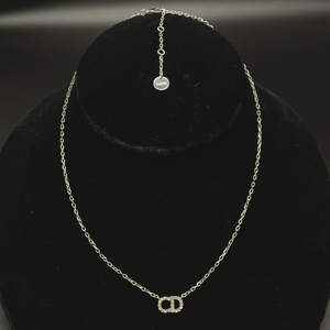 lot 242 image: Authentic Christian Dior CD Lune Crystal Necklace w Jewelry Box