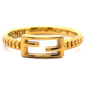 lot 241 image: Authentic Fendi Logo Ring w Jewelry Box